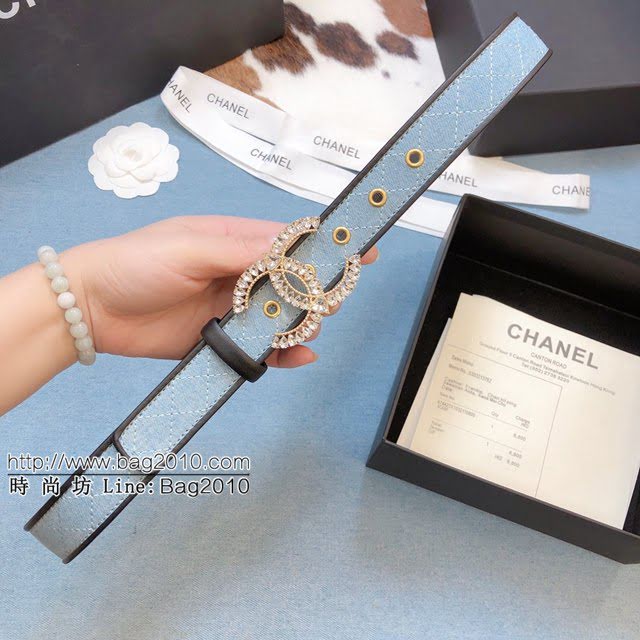 Chanel女士皮帶 香奈兒雙面牛皮銅鑽五金扣腰帶  jjp1960